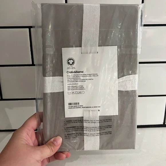 Crate & Barrel Mellow Sterling Organic Cotton Standard Sham - Picture 2 of 2